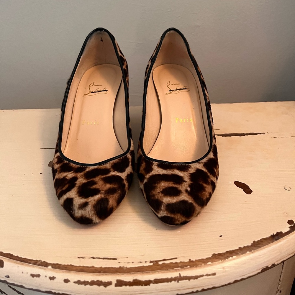 Christian Louboutin Pony Hair Leopard Print Wedge